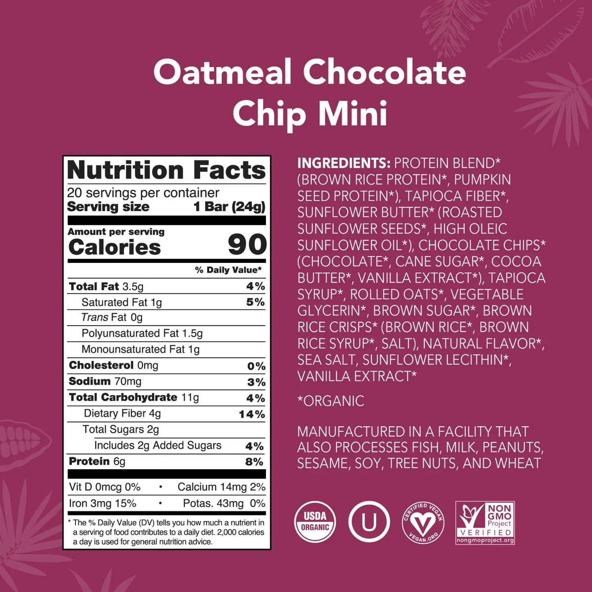 Oatmeal Chocolate Chip - Mini Bars - Protein-Packed and Ready to Go M2
