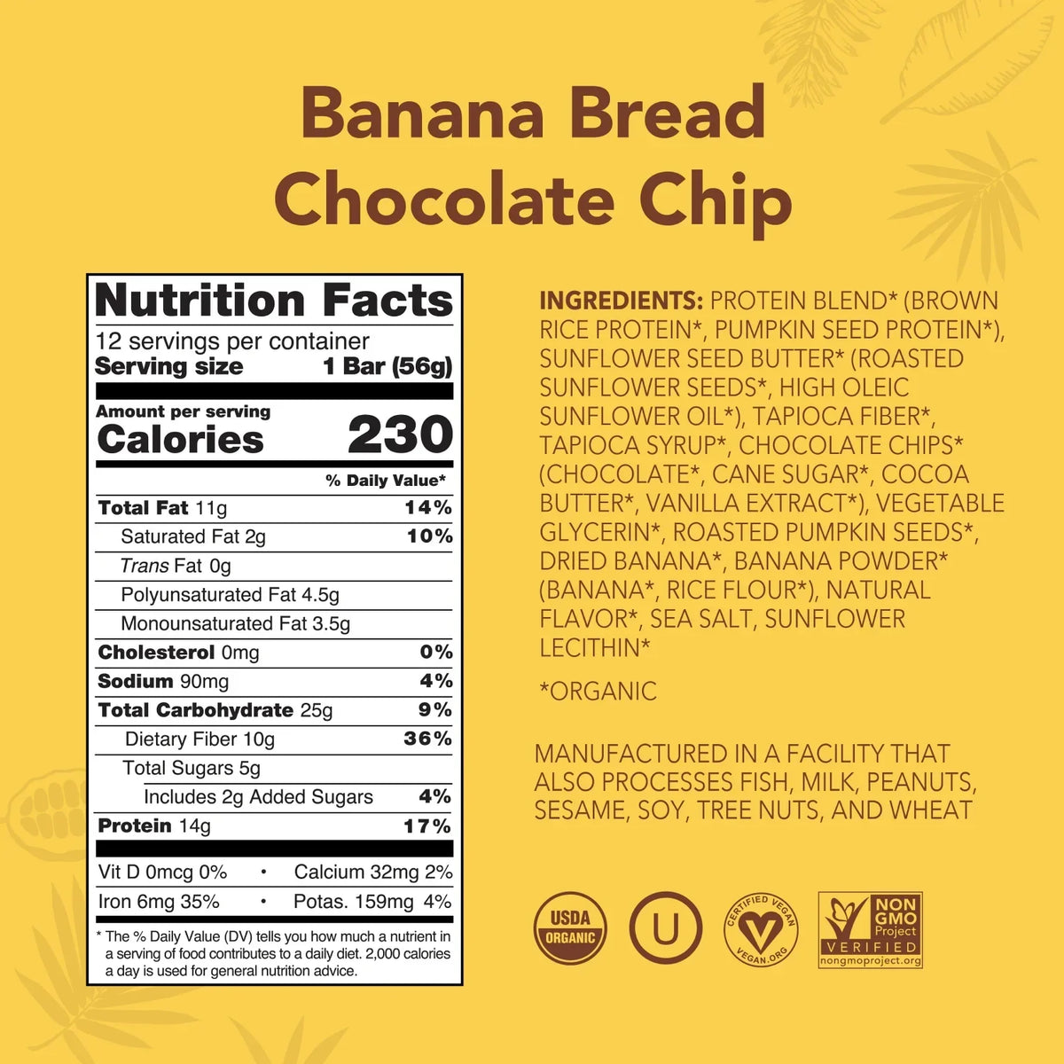 Banana Bread Chocolate Chip - Protein Bars - Plant-Based Fuel for Busy Days Z6