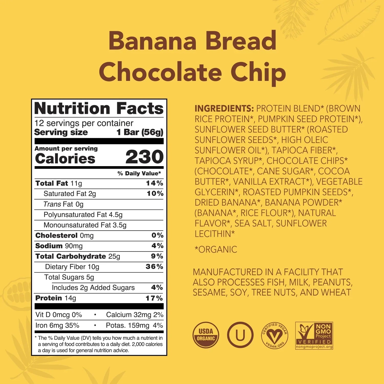 Banana Bread Chocolate Chip - Protein Bars - Plant-Based Fuel for Busy Days