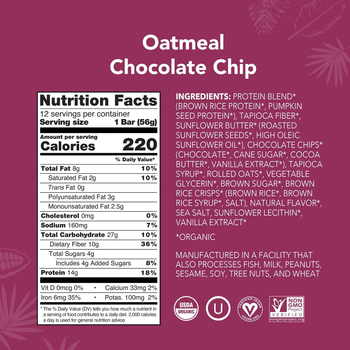 Oatmeal Chocolate Chip - Protein Bars - Everyday Nutrition Made Delicious S4
