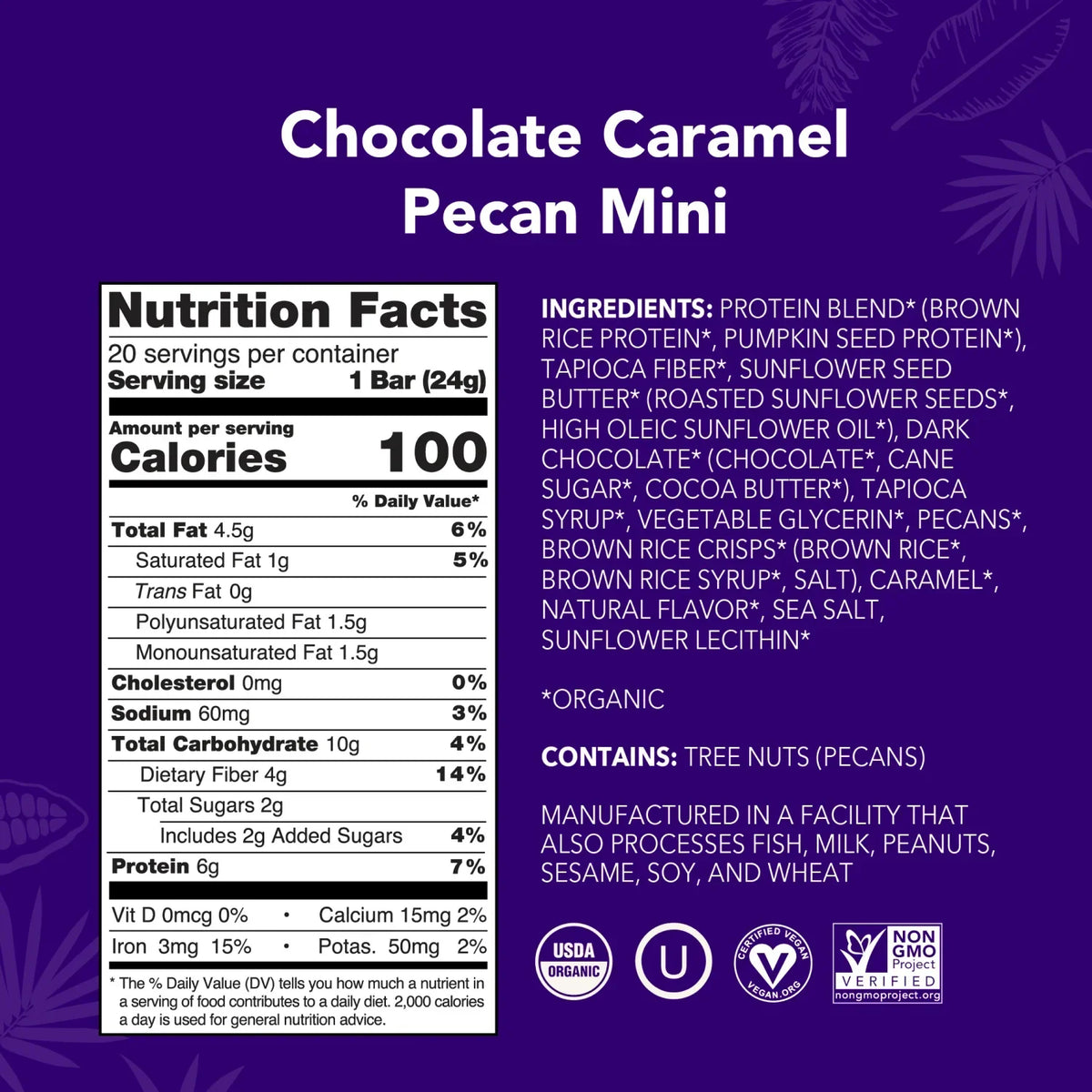 Chocolate Caramel Pecan - Mini Bars - Plant-Based Fuel for Busy Days M4