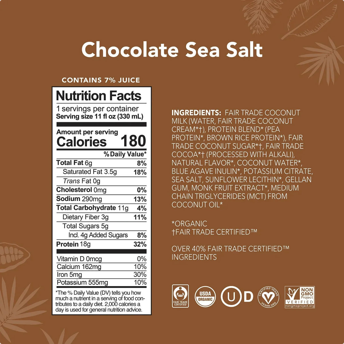 Chocolate Sea Salt Drinks - 4-Pack - Plant-Based Fuel for Busy Days M0