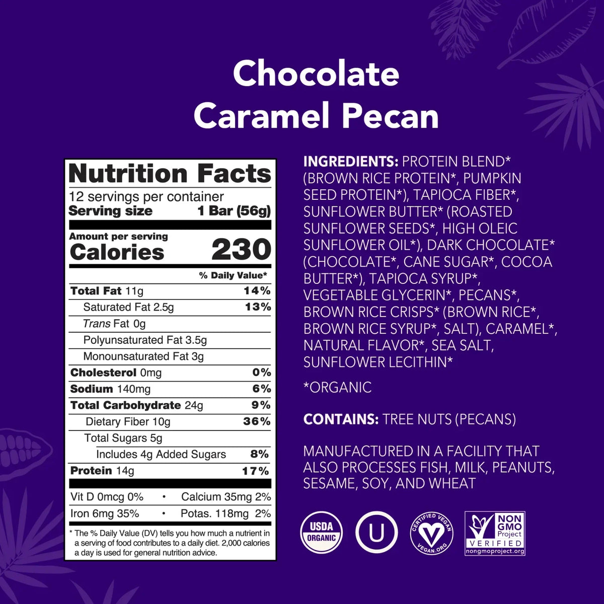 Chocolate Caramel Pecan - Protein Bars - Plant-Based Fuel for Busy Days Z7