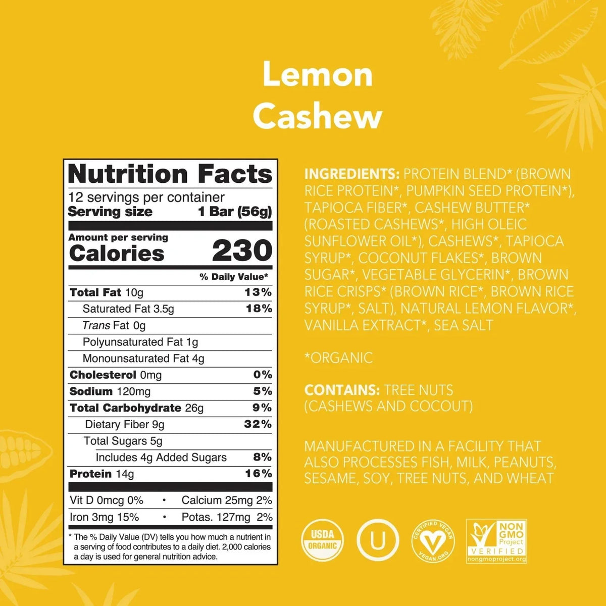 Lemon Cashew - Protein Bars - Plant-Based Fuel for Busy Days M7