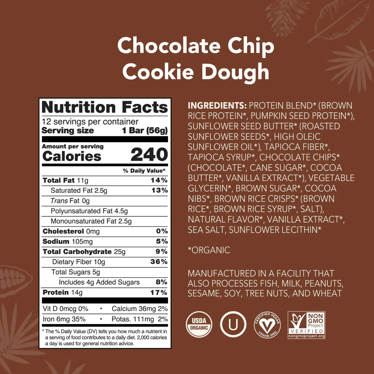 Chocolate Chip Cookie Dough - Protein Bars - Protein-Packed and Ready to Go J8