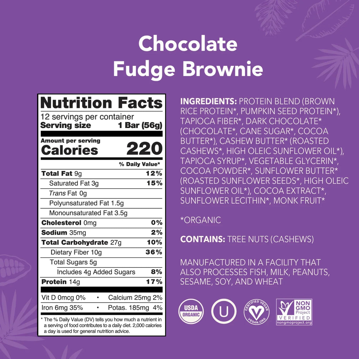 Chocolate Fudge Brownie - Protein Bars - Plant-Based Fuel for Busy Days I4